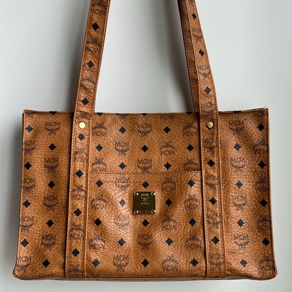 MCM Cognac Visetos Coated Canvas Heritage Top Zip Shopper Tote Germany